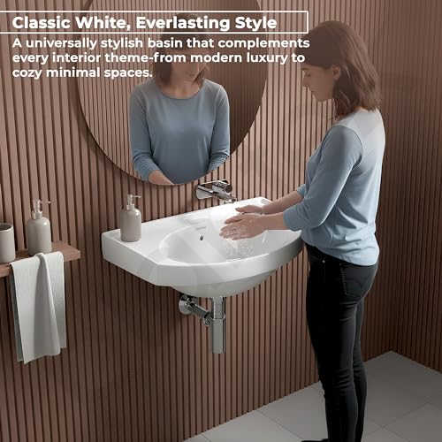Image of Plantex Ceramic Wallmount Basin for Bathroom /Wall Hung Wash Basin with 10 Years Glaze Warranty by Plantex /Small Basin /Sink for Bathroom (White - 18 X 12 X 8 Inch)