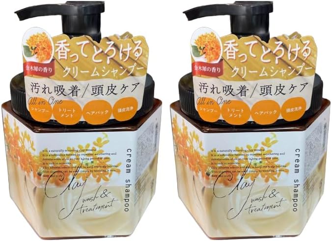 DQ クレイクリームシャンプー, 金木犀の香り, 450g,&times;2本 頭皮ケア