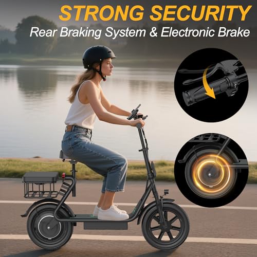 Image of Electric Scooter for Adults, Folding E Scooter with 250W-500W Motor 16-24 Mph Top Speed, Max 15-60Miles Long Range,6.5'' /8.5'' /10'' /14'' Solid Tires Commuting Scooters, Dual Brakes