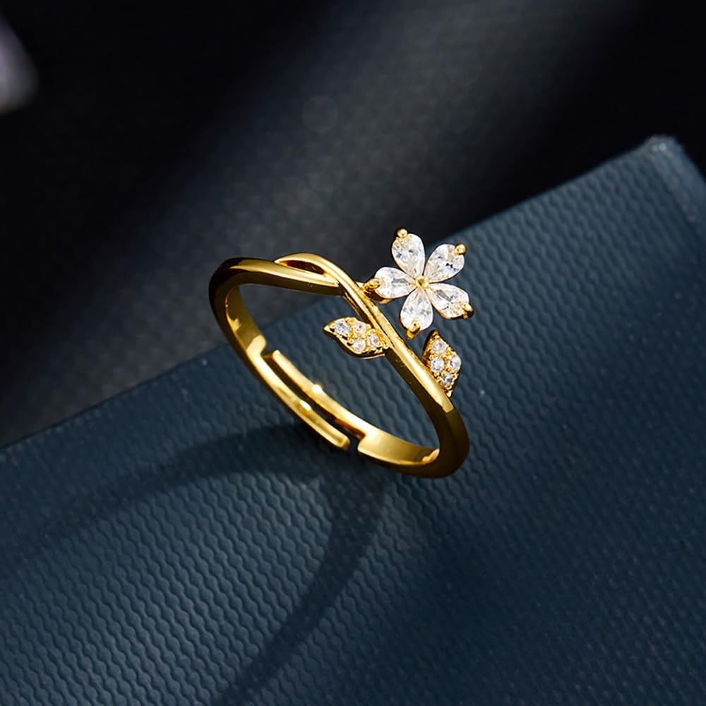 Kokoma Dainty Crystal Flower Ring for Women Cubic Zirconia Daisy Flower Stacking Ring Promise Engagement Rings Eternity Wedding Band Fashion Jewelry - Image 5