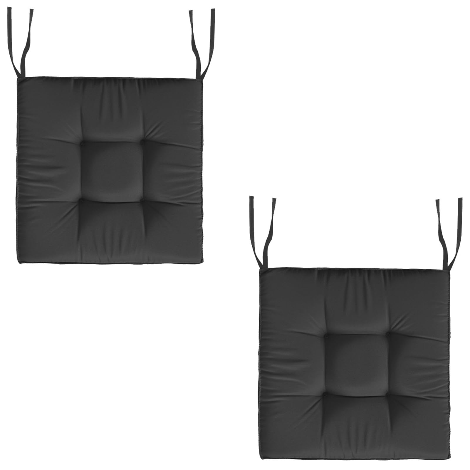 Bygsbkdp Black Chair Cushions Outdoor Set Of 2 Waterproof Cushion With Ties, Dining Chairs Seat Pad Cushions, Thicken 45 * 45Cm Dining Chair Cushions, Patio Furniture Cushions (,2 Pcs 45 * 45Cm)
