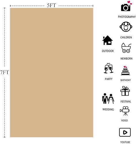 Miniatura 2 de KUKX030 - Telón de fondo de fotografía de color caqui de 5 x 7 pies, color beige sólido para retratos, transmisión y entrevistas