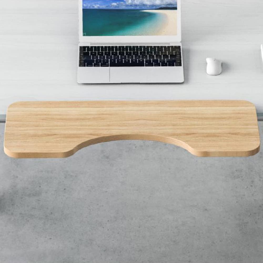 Verstellbarer Computertisch-Verlängerungsregal, 55 x 24 cm, ergonomische Tastaturhalterung mit Armlehne, stilvolle schwarz/weiße Tastaturschublade mit Bogen-Clip-Design (Holz 75 x 24 cm)