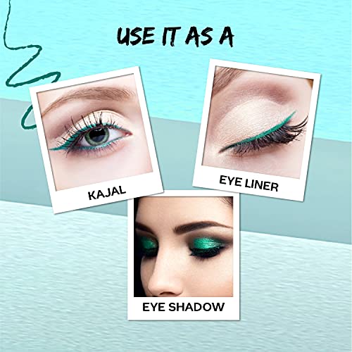 Facescanada Faces Canada Longwear Eye Pencil, 5 Bright Color Shades, Smudge Proof, Waterproof, Intense Color, One Stroke Smooth Color, Made In Germany, Peta Approved, Teal (Green), 0.04 Oz #TOP4