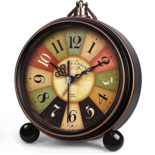 Königswerk Vintage Analog Alarm Clock, 5.25 Inch Small Silent Desk Clock With Night Light, Battery Operated For Table, Bedroom, Bedside, Living Room, Gift Clock (Tuscan Style) #TOP13