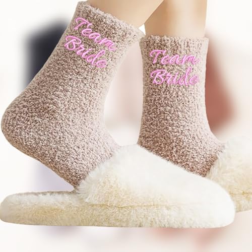 Custom Embroidery Fuzzy Socks with Your Name/Text,Personalized Cozy Fluffy Slipper Plush Socks for Men Women2