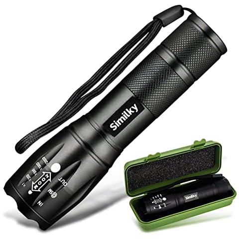 Torch LED TorchesAdjustable Focus Handheld Flashlight Super Bright 1200 Lumens Pocket Torch Zoomable and Waterproof Camping Outdoor Torch 3 x AAA Batteries Not Included Cover