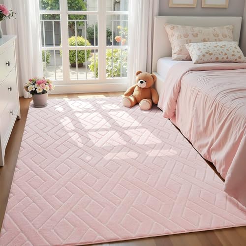 Tapete Macgace rosa suave 91x152 cm con base antideslizante miniatura 3
