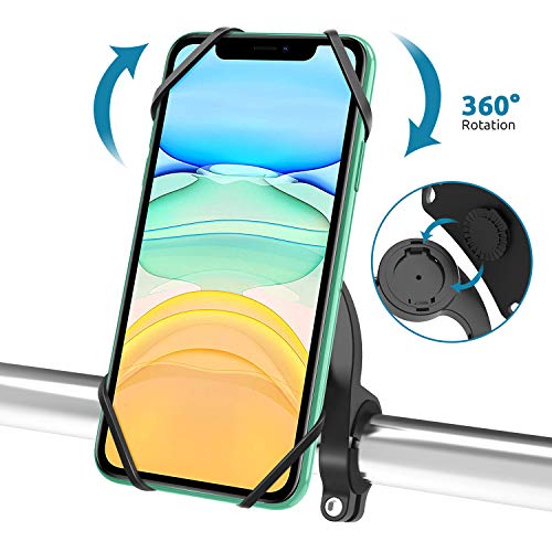 Jirvyuk Soporte universal para teléfono de bicicleta, giratorio de 360 °, ajustable, de silicona desmontable, se adapta a iPhone, Samsung, Huawei, Galaxy, todos los smartphones de 4 a 6,5 pulgadas