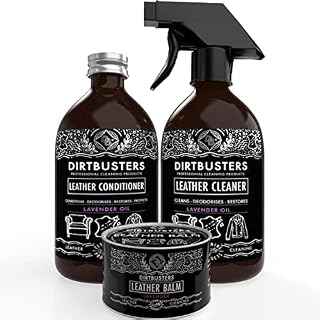 Dirtbusters Leather Cleaner And Conditioner With Protective Balm Cleaning Care Kit, Lavender - Clean, Condition, Protect & Restore, Use On Sofas, Furniture, Shoes, Bags & Car Seats (2x500ml & 150g)