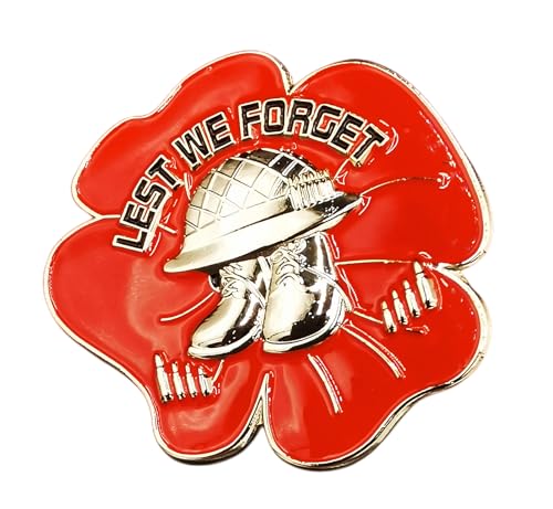 Red Poppy Flower Pin Lest We Forget Veteran Solider Memorial Day Brooch Enamel Pin Badge Memorabilia