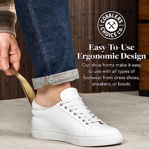 Cobbler's Choice Metal Shoe Horn - Made In The Usa - Designed For Comfort & Built For Durability! (8", Brass) #TOP3