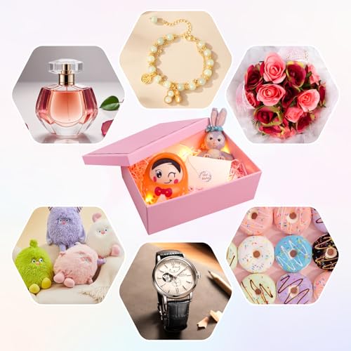 Geschenkbox mit Deckel für Geburtstag Hochzeit Feiertage: TAIHOBO Geschenk Box mit Raffia Grußkarten Licht, 25×18×8,5cm Geschenkkarton Klein, Geschenkschachtel für Geschenkverpackung (Schwarz)