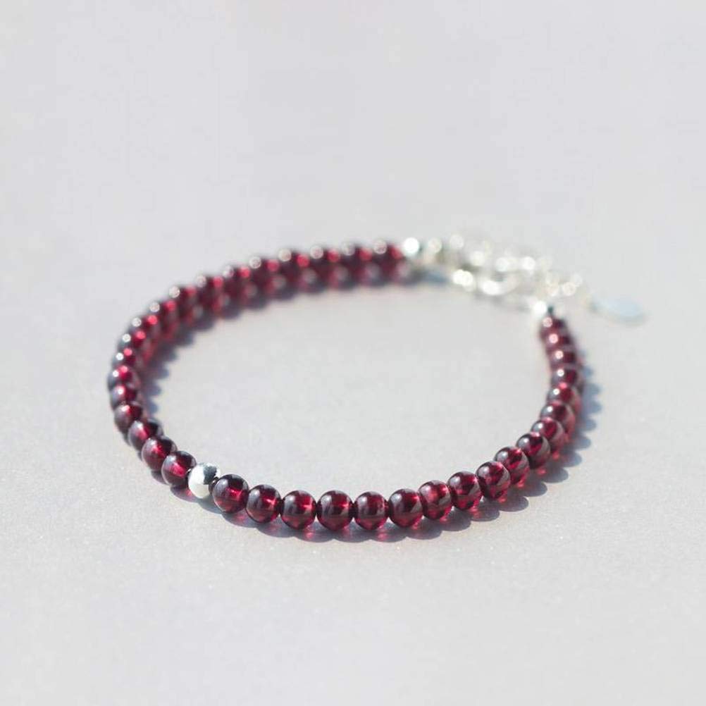 Bracciale Bohémien In Argento 925 Con Perline Granato Chiaro – Gioiello Donna Stile Foresta Fatto A Mano - 2