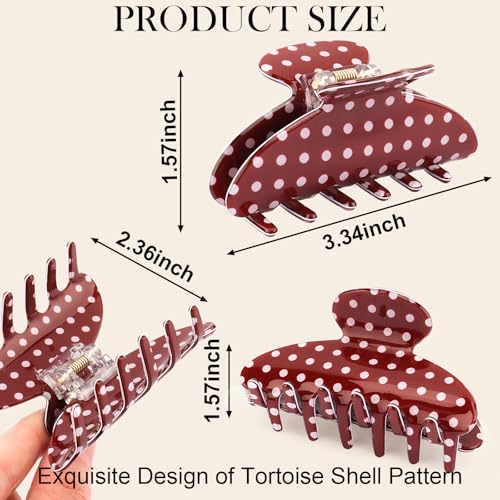 3 Piezas de Pinzas para el Cabello con Motivo de Lunares, Clips Antideslizantes de Acetato para Cabello Grueso, Accesorios para Peinados Recogidos y Medio Recogidos miniatura 4