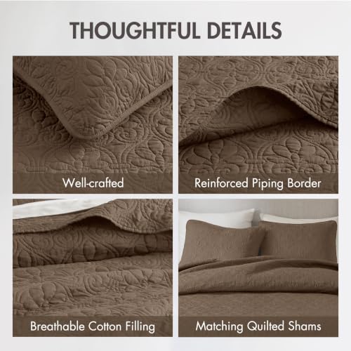 Image of Madison Park Luxurious Cotton Damask Quilt Set, 3PC Full /Queen Bed Set