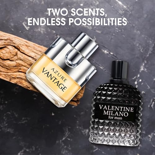 Image of AFLUXE Valentine Milano /Azure Vantage Men's Cologne,Long Lasting Scent Perfume for Men,2PCS Fragrance for Gift Box Package,3.4 Fl Oz Spray Men's Eau de Toilette