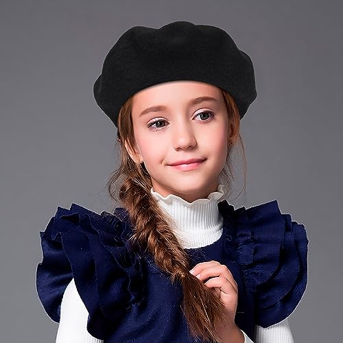 Utaly Wool French Berets Kids Girls Artist Painter Hats Winter Warm Beanie Cap for Little Girls Boys 2-6Years2
