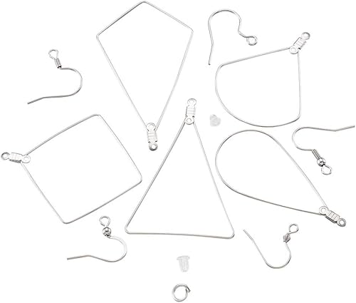 Miniatura 3 de Mega Pet Juego de 80 piezas de 5 estilos con cuentas de aro, aretes colgantes, ganchos, anillo de salto, cuadrado, triángulo, rombo, surtido, para