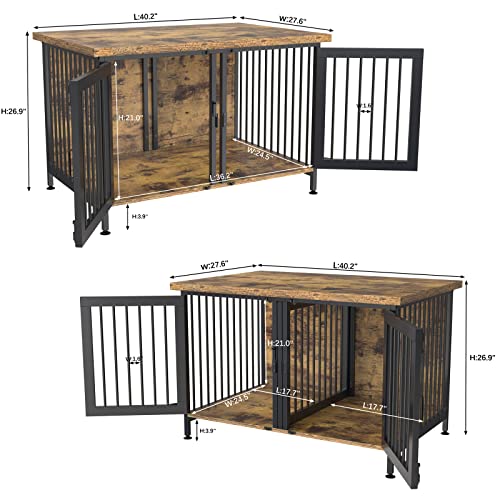 Gdlf Double Dog Crate With Divider For 2 Small Dogs Or 1 Dog, Furniture Style Kennel Indoor Cage With Removable Panel (Int.dims:36.2”Wx24.5”Dx21”H) #TOP2