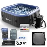 JUSKYS® Whirlpool SpaLuxe – Aufblasbar, Outdoor & Winterfest, 130 Sprudeldüsen, 3000W, PVC laminiert, Grau/Blau