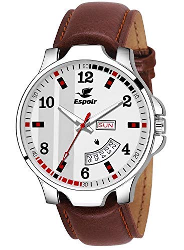 Espoir Analogue White Dial Day and Date Mens Boys Watch - WhiteBrockDex0507 (B07L79RMQW) Amazon Price History, Amazon Price Tracker