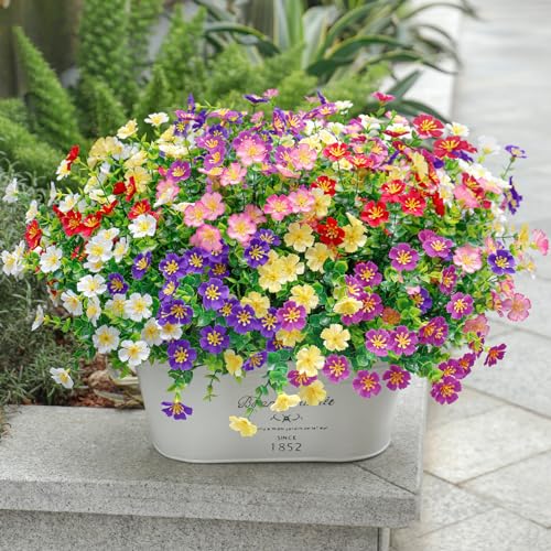 Ouddy-Decor-24-Bundles-Artificial-Flowers-for-Outdoors-Faux-Silk-Flowers-Fake-Plants-Artificial-Greenery-for-Indoor-Outside-Garden-Porch-Window-Hanging-Planter-Office-Table-Home-Decor-Mixed-Color