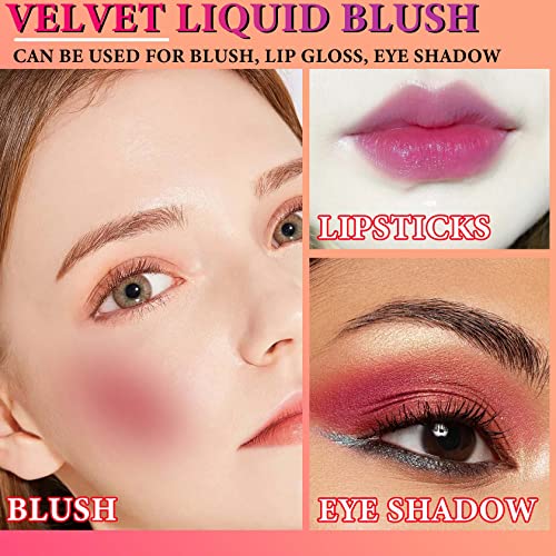 Wenjlyj Matte Soft Liquid Blush,Waterproof Long Lasting Moisturizing Velvet Liquid Blush For Cheeks Natural Pigmented Dewy Cheek Tint Blendable Cream Face Blushes Makeup(#05) thumb #3