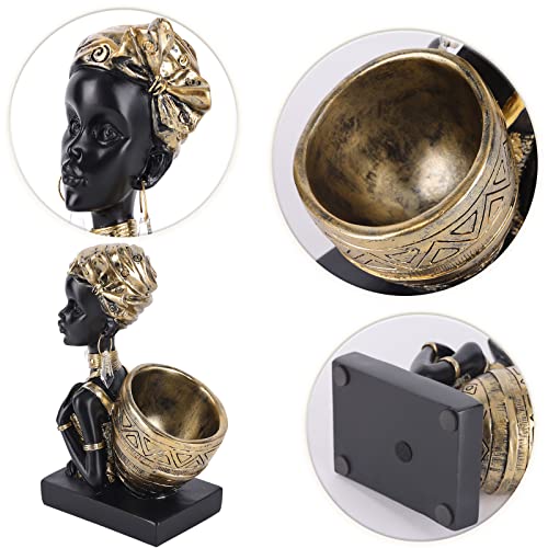 Xiyouqi African Statues For Home Decor, Tribal Art African Figurine Storage Tray, Black African American Statue And Sculptures, Table Top Bookshelf Decor For Wedding,Church,Holiday Decor-African Decor #TOP2