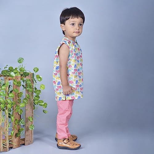 Image of POLKA TOTS Pure Cotton New Born Dress | Ultra-Soft, Breathable & Lightweight Sleeveless Jhabla Pant Set for Baby Boys & Girls | Baby Summer Clothes | Traditional Jabla & Pyjama Set for Newborns