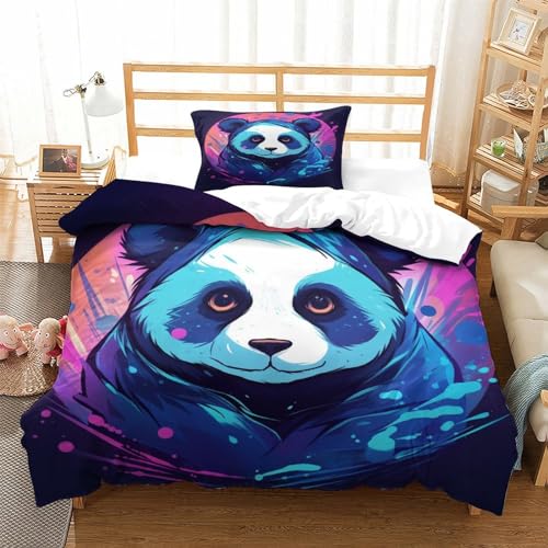 Housse de couette panda microfibre respirante pour lit single