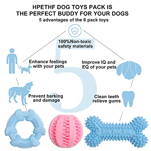 Hpethf Puppy Teething Chew Toys For Small Dog Toys, Puppy Teething Rings Rubber Interactive Chewers Relieve Itching Treat Ball Bone Clean Teeth Toy 6 Pack #TOP5