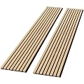 ROOMTEC 2 Pack Acoustic Solid Wood Wall Panels, 94.49” x 12.6” Soundproof Wall Panels, Wood Slat Wall Panels for Wall Decor (Natural Oak)