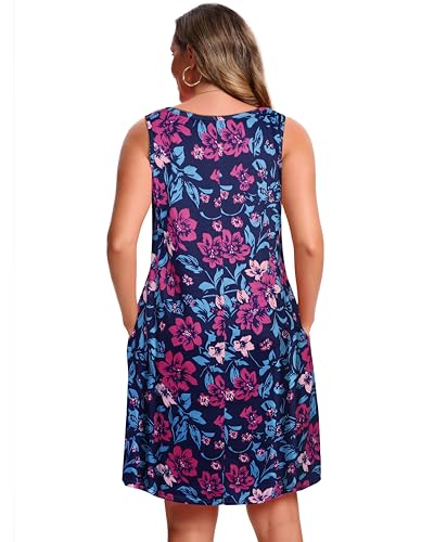 Image of CHICGAL Womens Summer Dresses Casual Sleeveless Loose T Shirt V Neck Sundress Swing Beach Cover Up with Pockets 2026