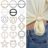 Nogeqi 18 Stück Schalring Tuchring, Glitzer T Shirt Clip Schnalle, Broschen Für Kleidung, Scarf Ring Tuchring Gürtelschnalle Legierung Mode Für Lose T Shirt Schal (Gold Silber)