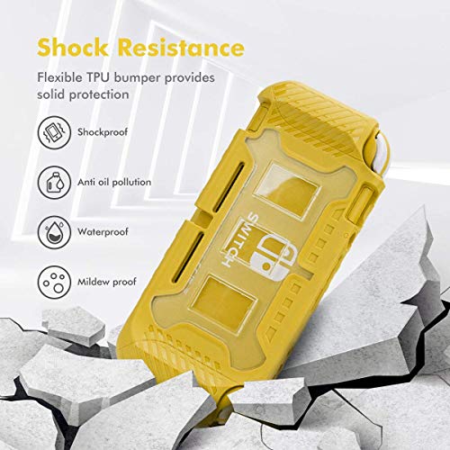 Image of TMG Rugged Protective Case for Nintendo Switch Lite | Shockproof Grip Cover with Soft TPU & Hard Shell | Anti-Slip Design with Game Card Storage | Compatible with Switch Lite Console (Yellow)