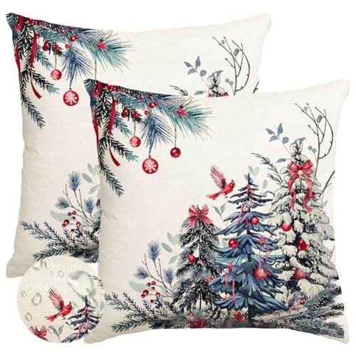 RABUSOFA Christmas Pillow Covers 18x18 Set of 2 Outdoor Waterproof,Blue