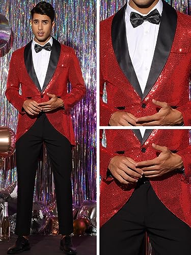 Lars Amadeus Sequin Tailcoat for Men's Shawl Lapel Shiny Sparkly Party Disco Wedding Tuxedo4