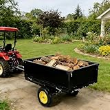 【10 Cu.Ft.丨500lbs Capacity丨Removable Tailgate】 Heavy Duty ATV Trailer Tow Behind Steel Dump Cart, Yard Garden Trailer with All Terrain Tires for Lawn Mower, Tractor