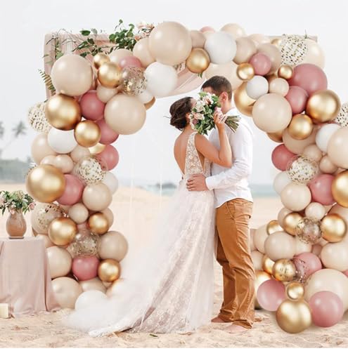 Rose Gold Balloon Arch Kit, 102pcs Beige Retro Pink Balloon Garland Arch with Gold Confetti Balloons for Girls Women's Birthday Party Decoration, Wedding, Baby Shower, Bridal Shower - Image 8