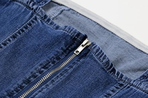 Image of Women's Summer Tie Shoulder Sleeveless Denim Mini Dress Casual Flowy Swing Pleated Short Denim Dress