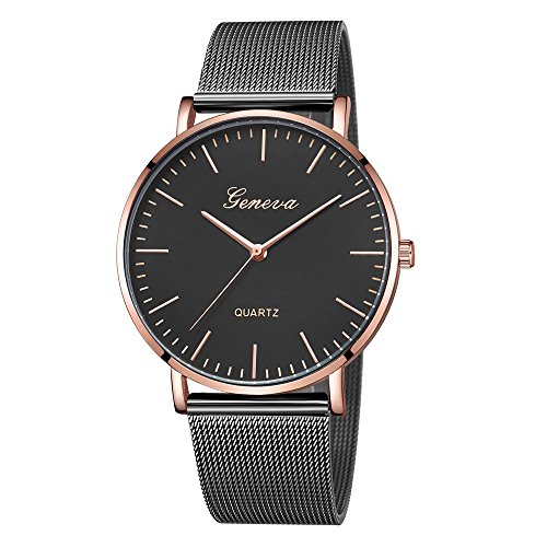 Preisvergleich Produktbild Lover's Uhren,Musheng Stainless Steel Mesh Strap Watch Minimalist Bracelet Unisex Casual Watch Buckle Premium Watch (H)