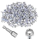 100Stück Selbstschneidende Schrauben Edelstahl 401 Trapezblechschrauben mit Dichtung, M4,8x19mm Bohrschrauben mit Dichtscheibe, Sechskant Spenglerschrauben, Metalldachschrauben, mit 8mm Steckschlüssel