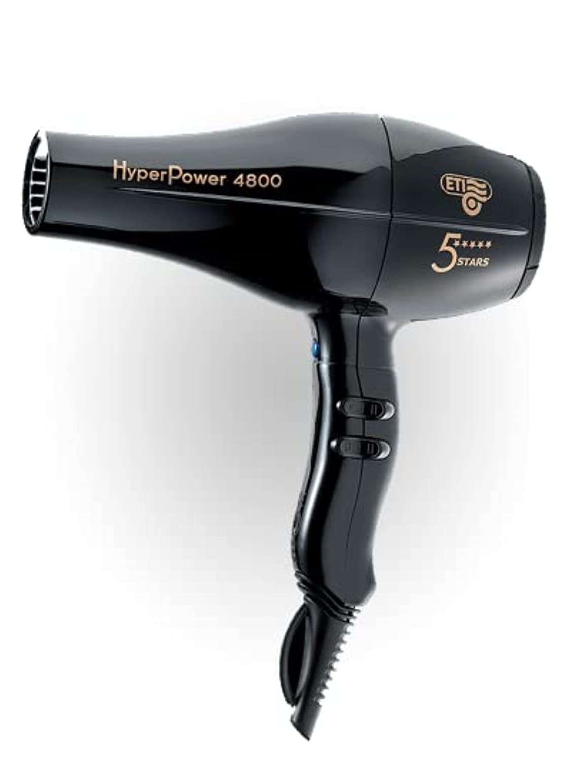 Salon Professional Hair Dryer Hyper Power 4800 Black, Blow Dryer 2200-2600Watt - Made in Italy