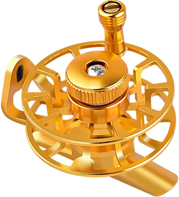 Carrete de pesca horizontal de invierno, todo de metal, 1.7 oz (49 g), ligero, 2.05 pulgadas (2.047 in), mano izquierdaderecha, mini rueda para