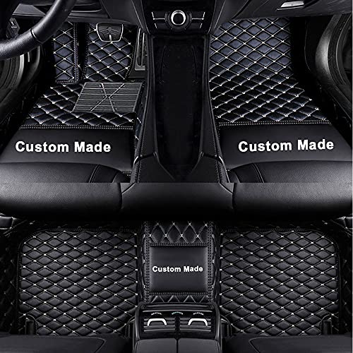 Custom Diamond car Floor Mats Luxury PU Leather Non-Slip Full Protection Mats, All-Weather Waterproof Car Mats, Fit for Car Truck Van SUV (Black Beige)