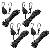 4 Stück 13ft/4M Reflektierend Abspannseile Seil mit Seilspanner, Ø 4mm Einstellbare Seil Ratsche Rope Seilratsche mit Haken, Paracordseil Abspannleine Zeltseil Zeltschnur für Zelt Zeltplane Camping