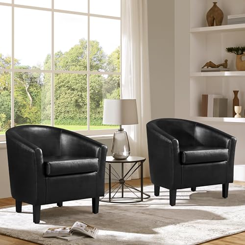 Yaheetech Faux Leather Barrel Armchairs