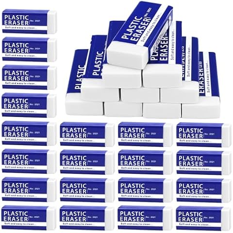 PRALB 60 Pack White Erasers Bulk Large Pencil Erasers Art Erasers for for Home School Classroom Office Cover