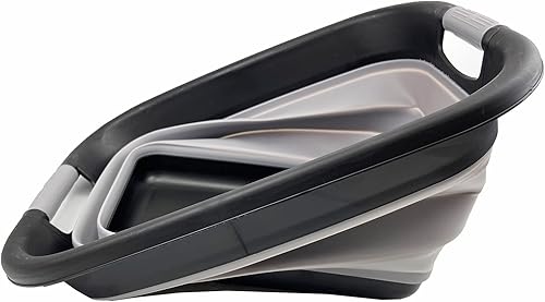 Miniatura 4 de SAMMART Cesta de lavandería plegable de 25L (6.6 galones) - Contenedororganizador de almacenamiento plegable, capacidad de agua 20L (negrogris